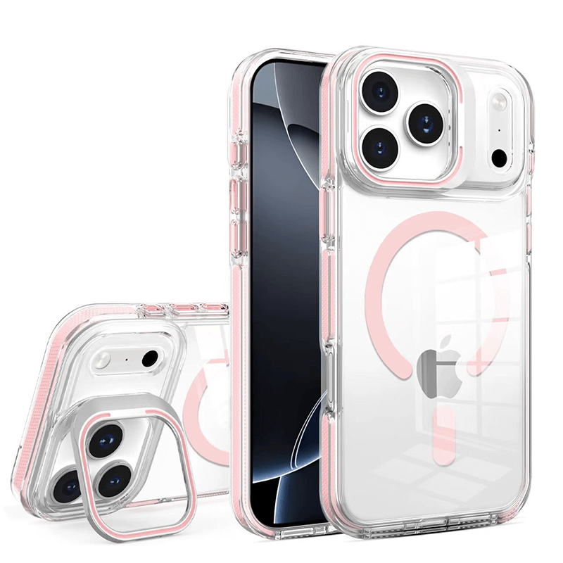 Compatible with iPhone 17 Pro Max Rita Series Invisible Kickstand Clear Magnetic Case