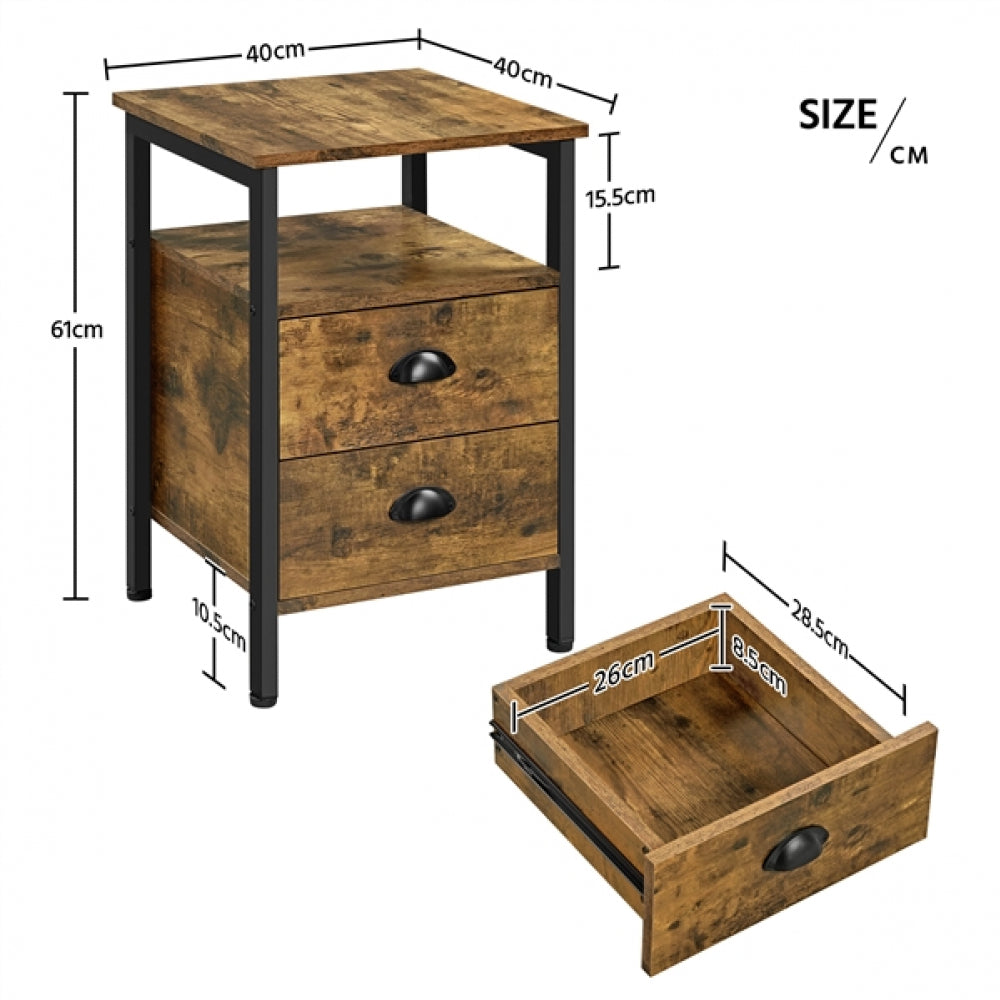 Side Table with 2 Drawers and Open Shelf