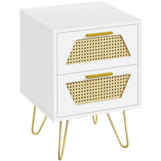 Bohemiane Nightstand Rattan Veneered Bedside Table