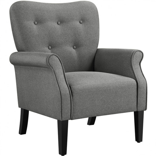 Mid-century Modern Accent Chair Upholstered Roll Armchair
