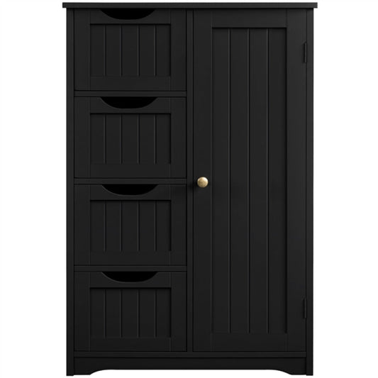 Wooden Bathroom Cabinet 4 Drawers & Cupboard Bathroom Storage Unit