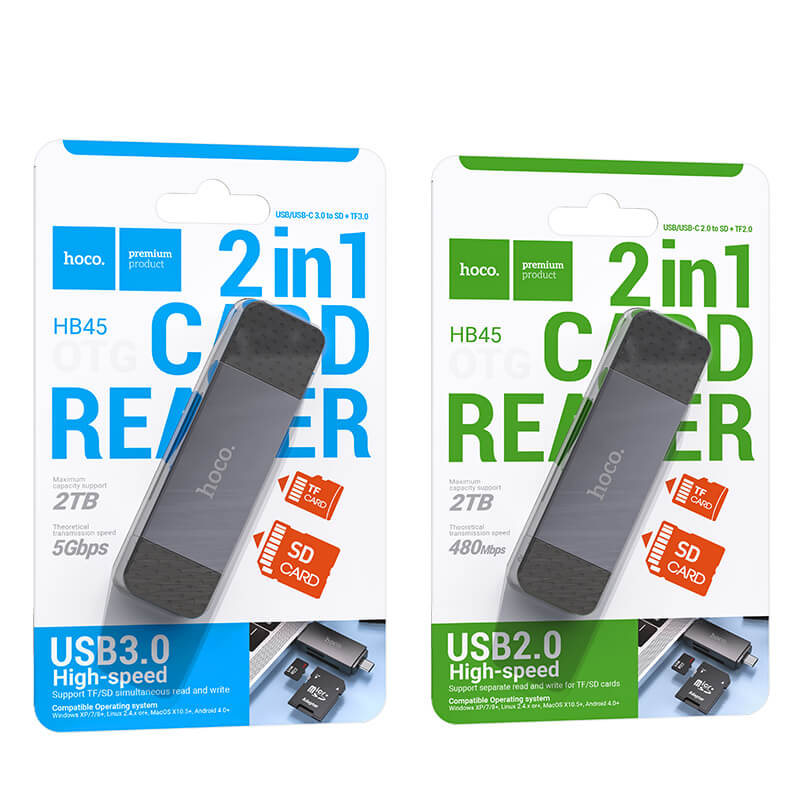 Hoco USB-C & USB-A 3.0 High Speed Card Reader for SD & TF Card HB45