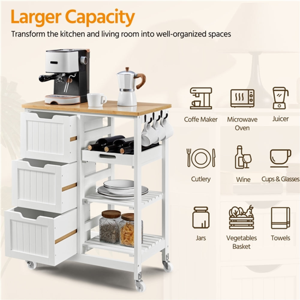 Kitchen Island with Wheels Kitchen Storage Serving Cart