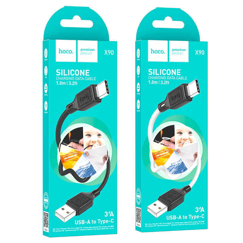 Hoco Cool Silicone USB-A to Type-C Charging Data Cable X90