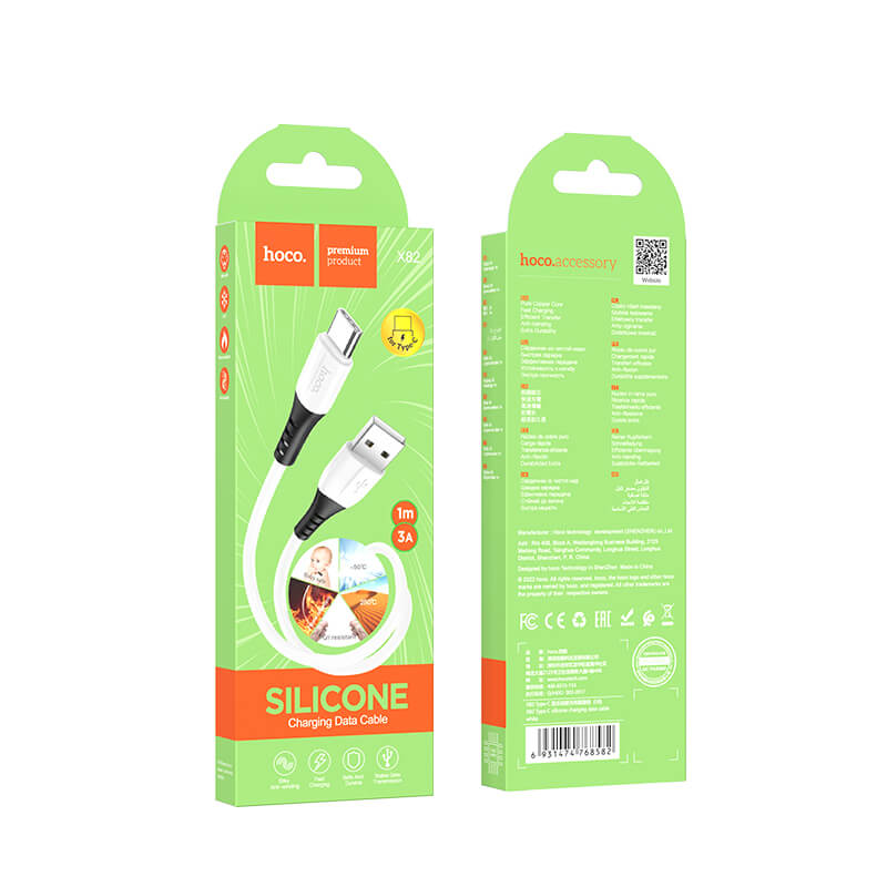 Hoco Silicone 3A Charging Data Cable USB to Type-C X82