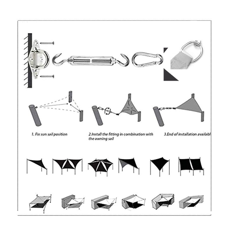 4 Colours 3*4m Sand Rectangle Sun Shade Sail UV Block for Outdoor Patio Garden