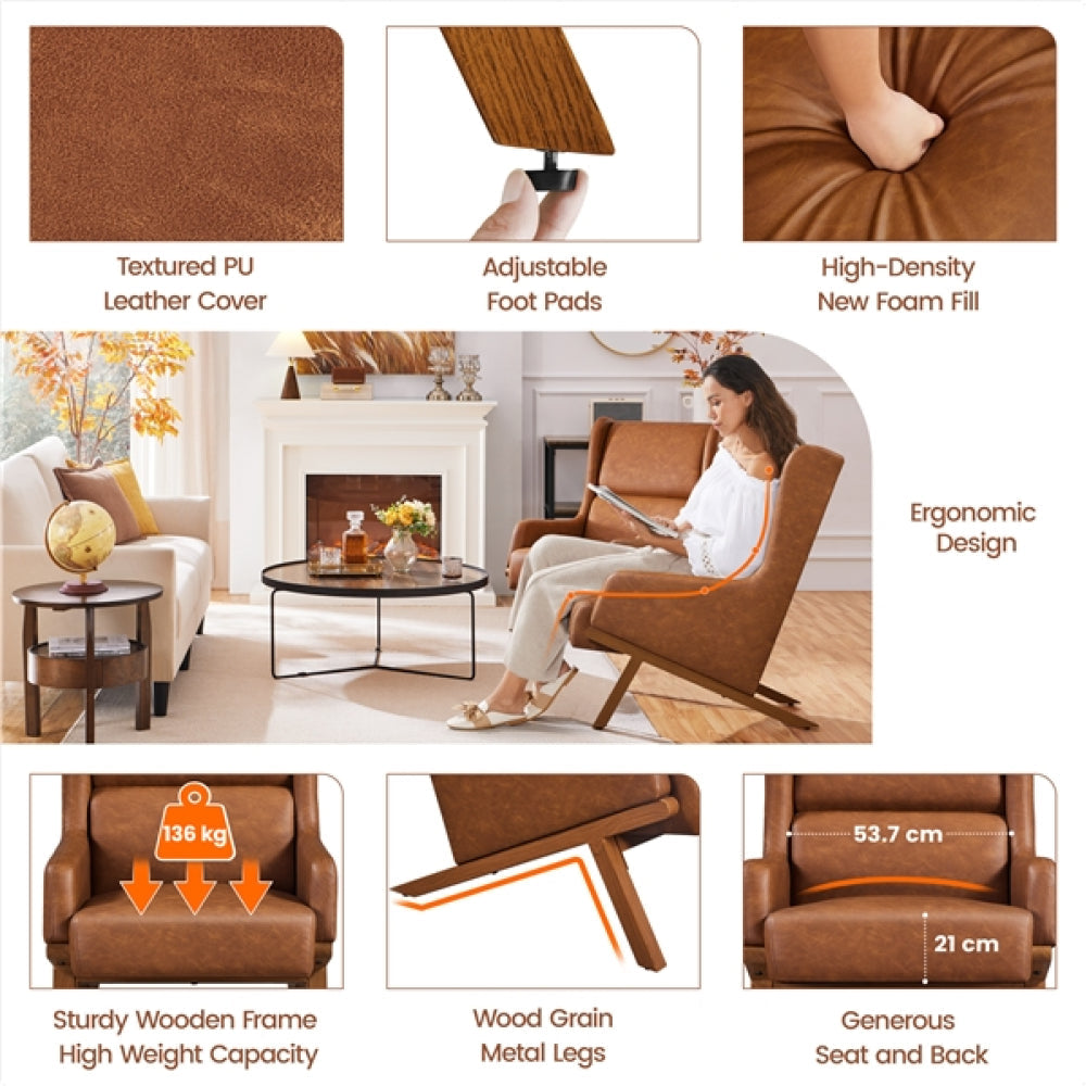 High Back PU Leather Accent Armchair