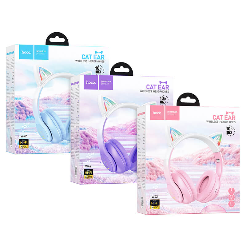 Hoco Ergonomic Cat Ear Bluetooth Headset with LED Light W42