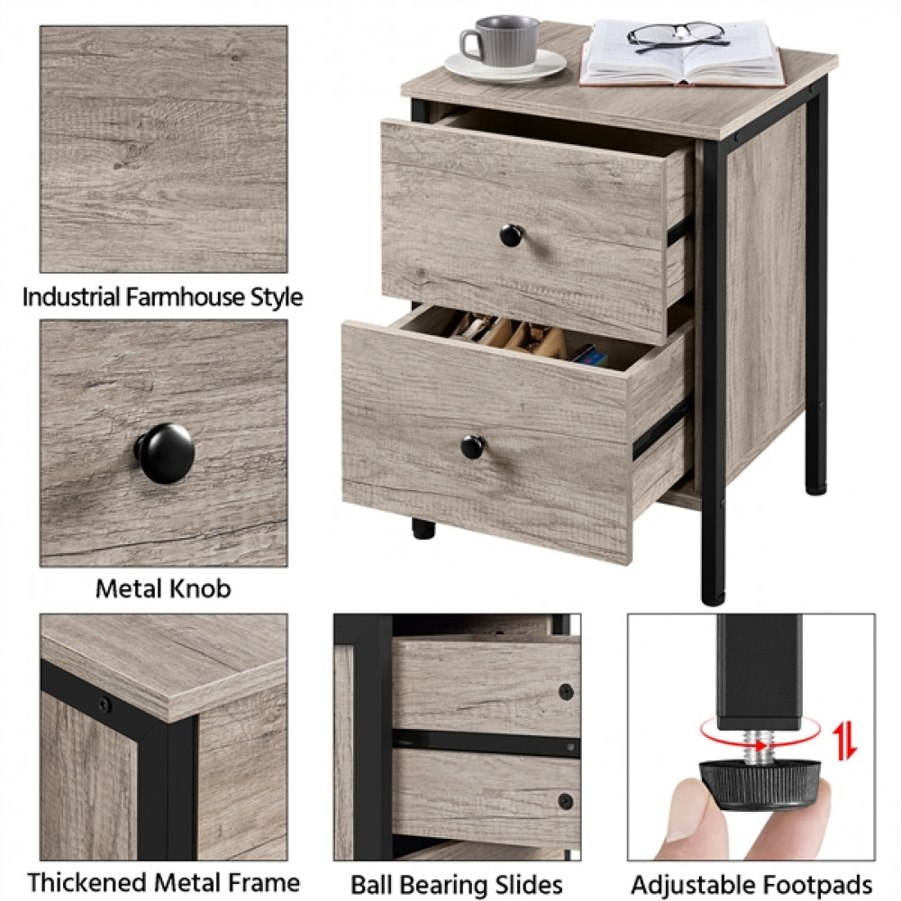 Metal-Framed Side Table with 2 Drawers
