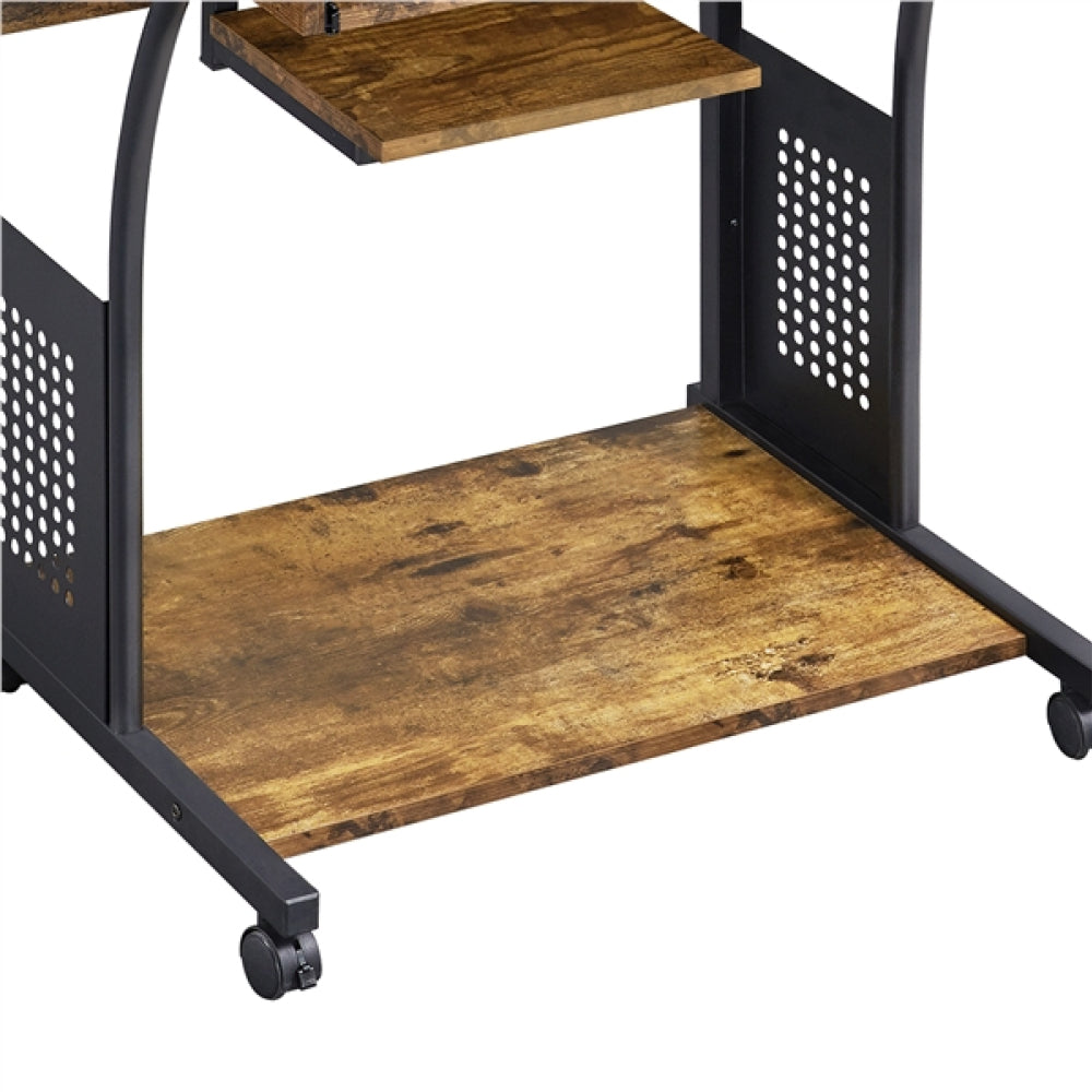 3-Tier Rolling Computer Desk Study Table with Printer Shelf