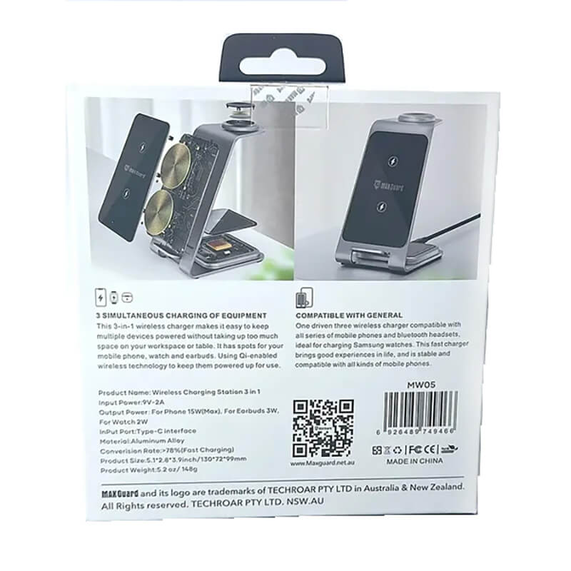 Desktop 3-in-1 Compatible with Phone Samsung Watch Earbuds 15W Fast Wireless Charging Stand