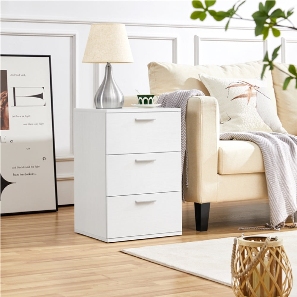 Set of 2 3 Drawers Side Table End Table