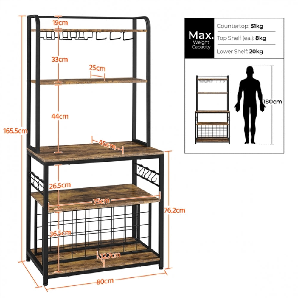 Freestanding Wine Rack with Glass Holder and Wine Storage