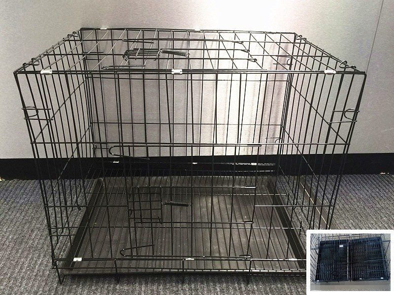 BLACK 70x50x60cm Pet Cage - 70CM Wide Collapsible Metal Pet Cage
