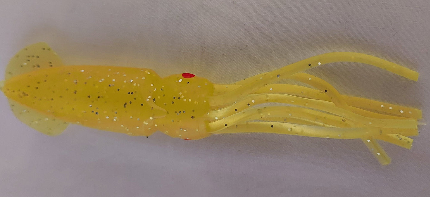 Yellow 12.5cm Lumo Coloured Fishing Octopus Skirts (Pkt of 3)