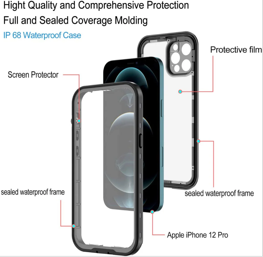 iPhone 12 Pro Max Waterproof Case Redpepper Full Protective Cover