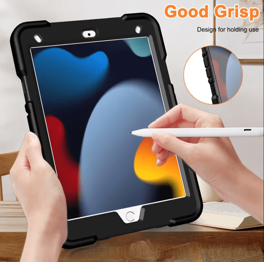 Rugged iPad 10.2 Case (7th/8th/9th Gen) – Shockproof Cover, Stand & Pencil Holder