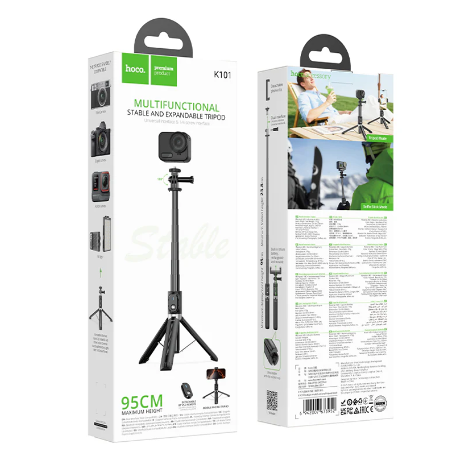 Bluetooth Selfie Stick Tripod 95cm with Remote (K101)