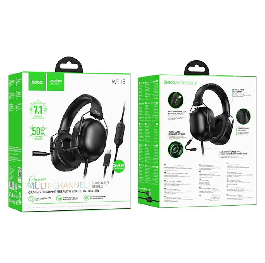 Premium Wired Gaming Headset 7.1 USB (W113)