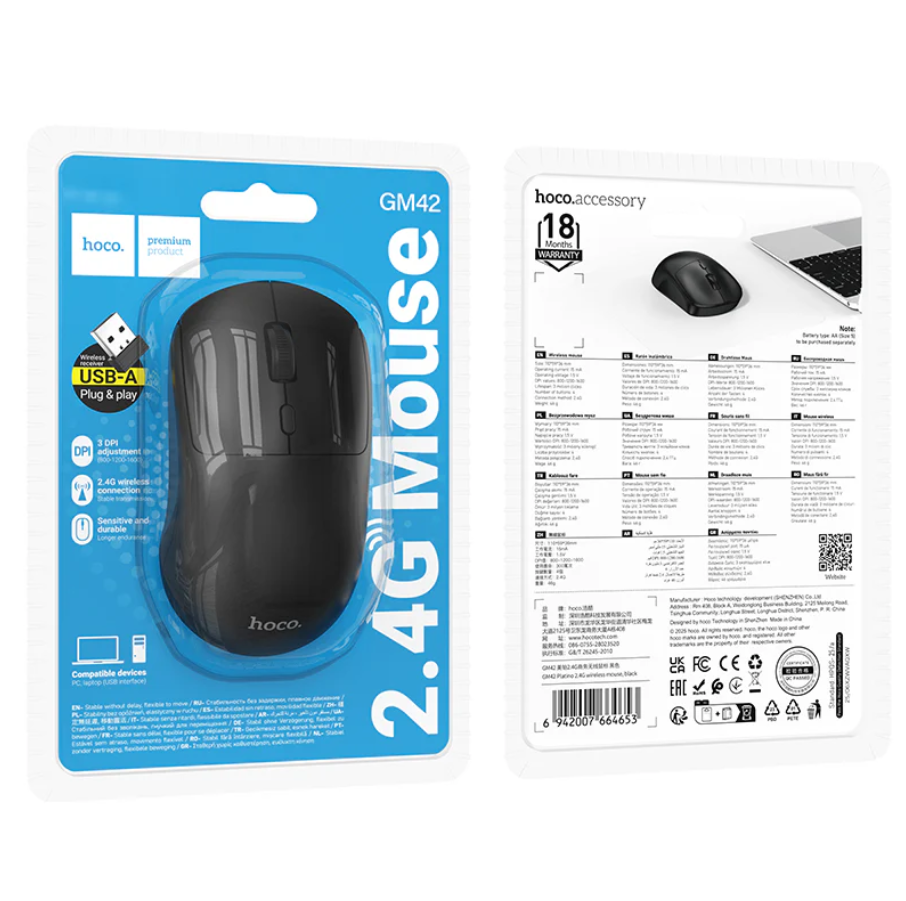 Hoco Wireless Mouse Adjustable DPI Upto 1600 (GM42)