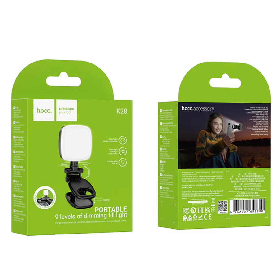 Hoco Portable Mini LED Fill Light Clip On 9 Level (K28)
