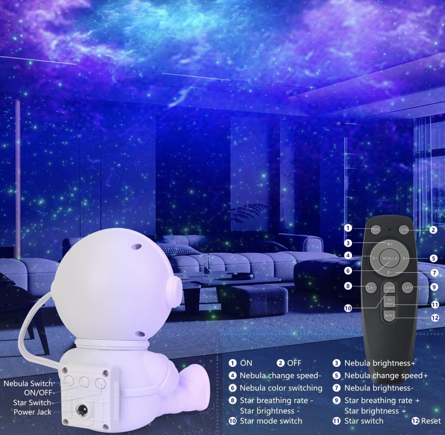 Astronaut Rocket Sky Night Light Projector Lamp