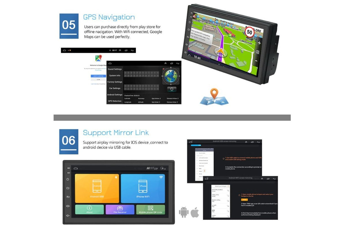 Car Stereo System Touch Screen with GPS + Reverse camera