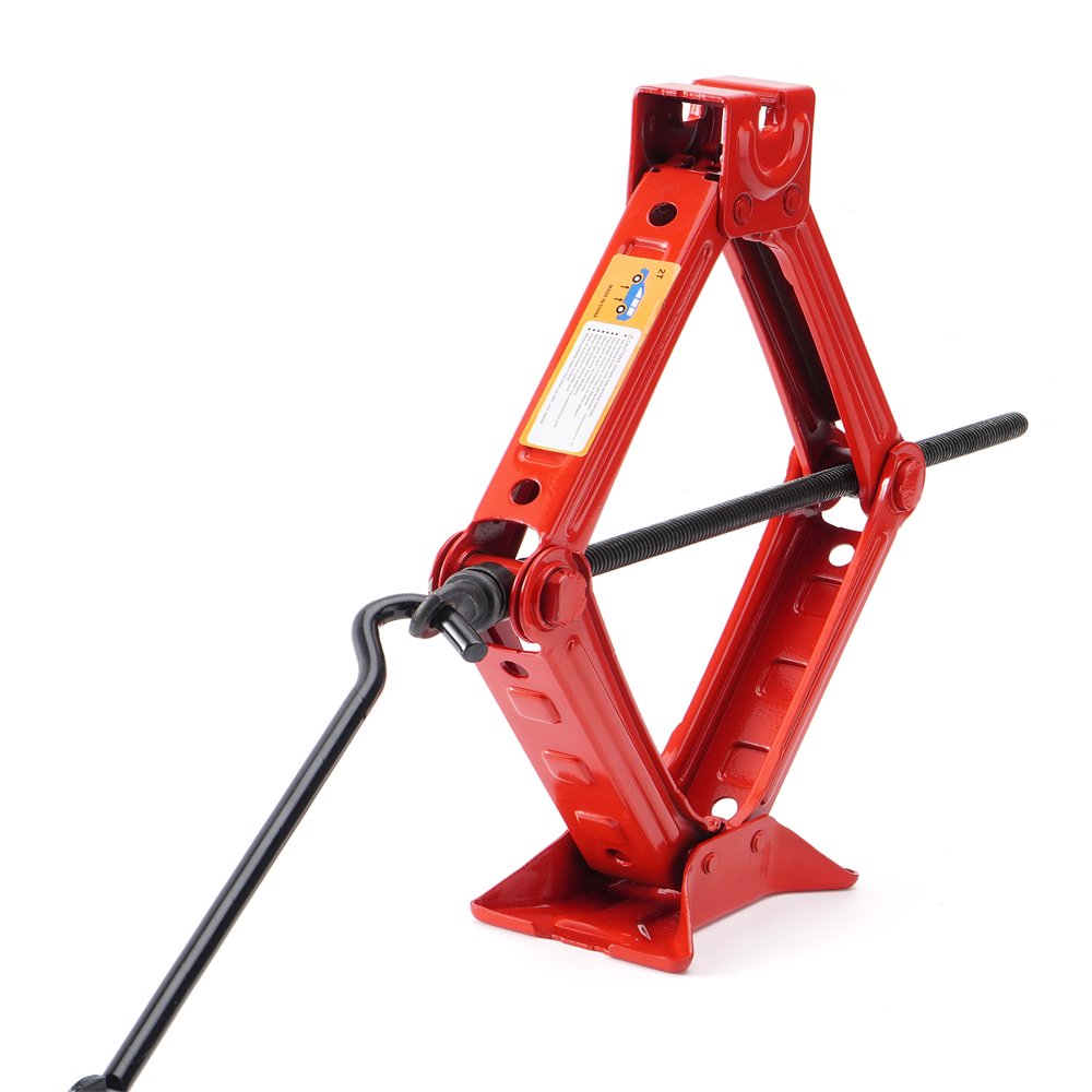 Scissor Jack Heavy Duty – 2 Ton Steel Car Jack with Ratchet Wrench Red