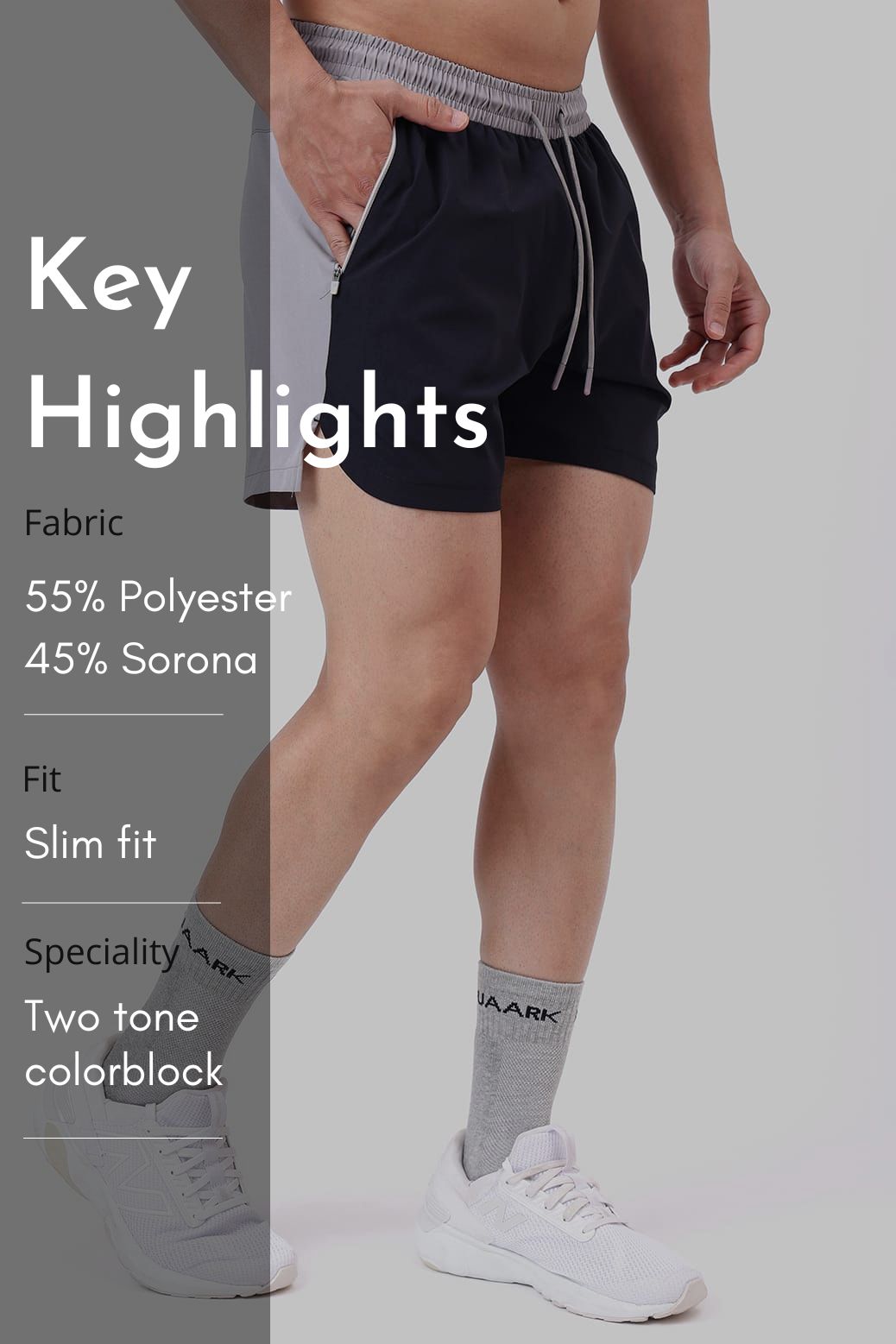 Snap Colourblock Shorts Black