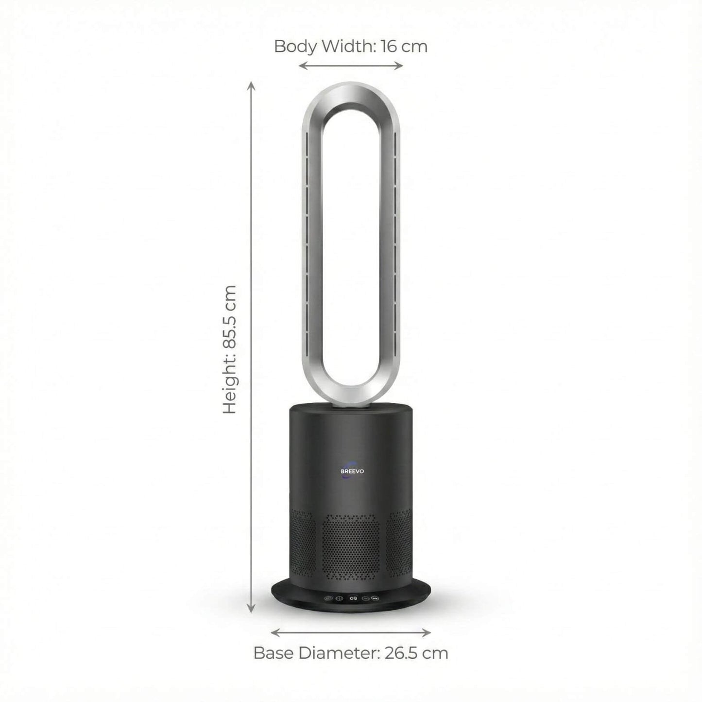 3-in-1 Bladeless Fan with Air Purifier & Heater for NZ Rooms – Silver/Grey | PureFlow