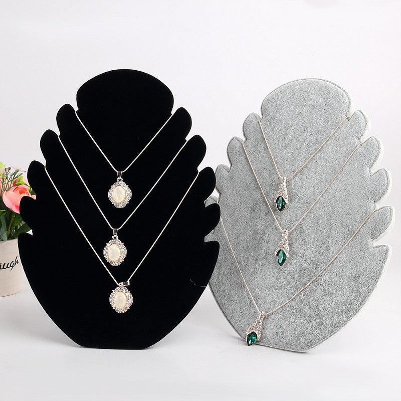 VELVET DISPLAY NECKLACE STAND - BLACK