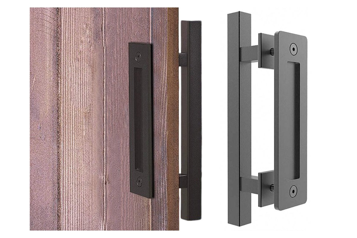 barn door handle square black