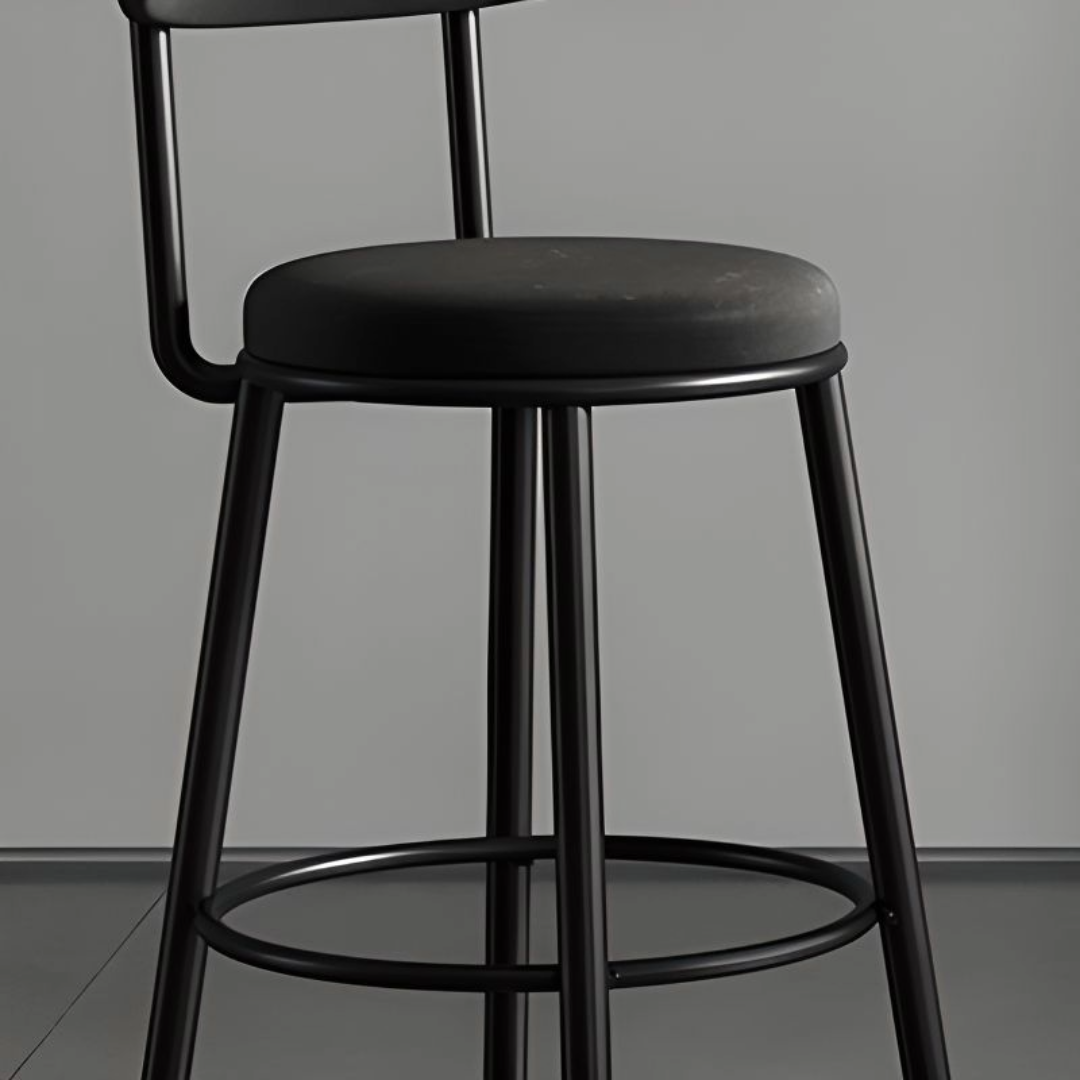 Set of 2 Barstools Modern Black Velvet Bar Stools
