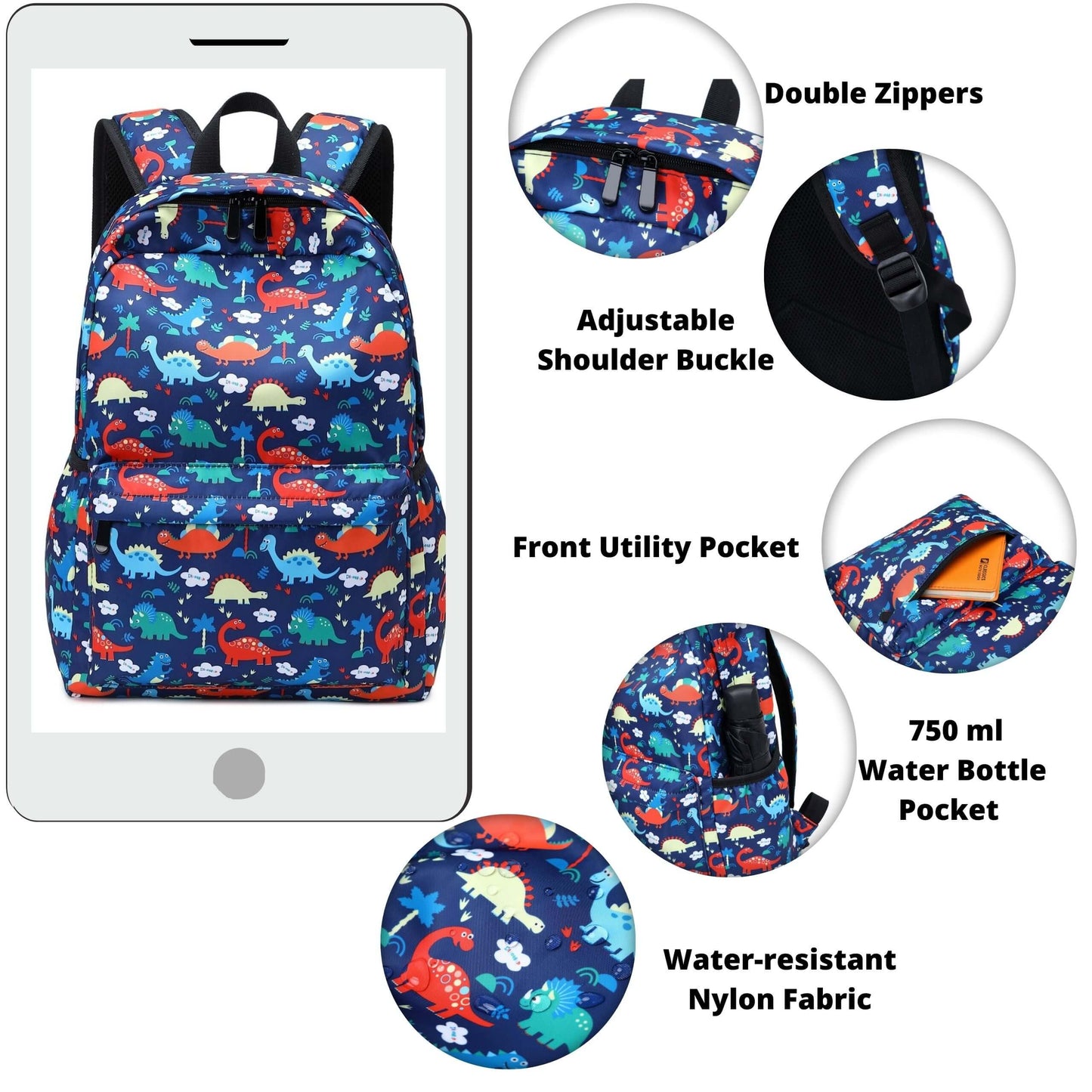 Dinosaur Backpack for Kids & School Bag for Boys