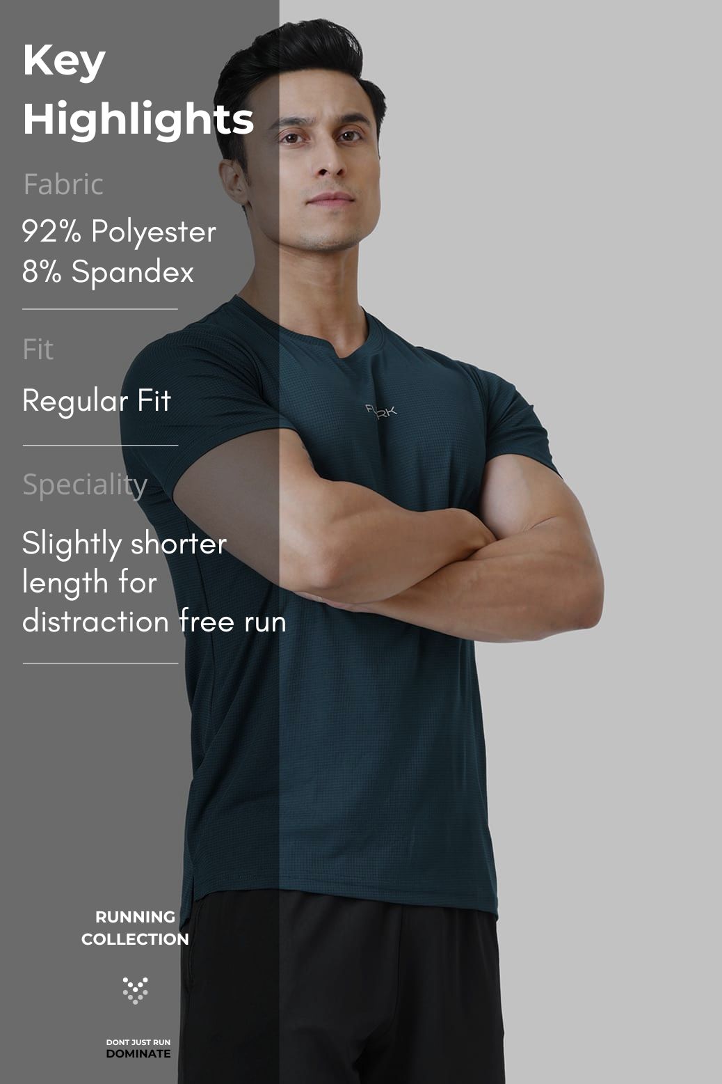 Checks Running T-shirt Bottle Green