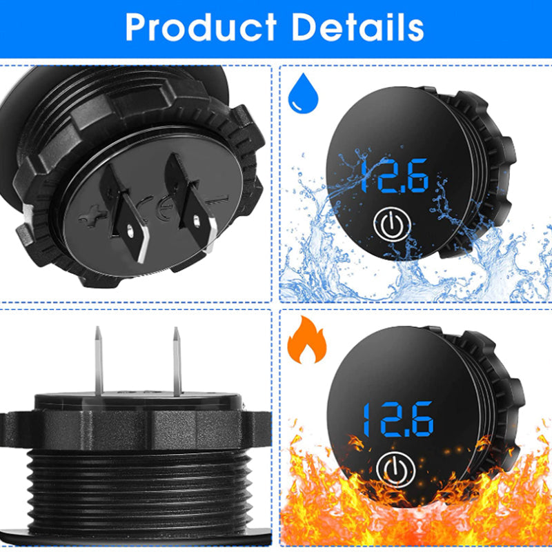 DC 5-48V Car LED Display Voltmeter Waterproof Digital Voltage Gauge Meter