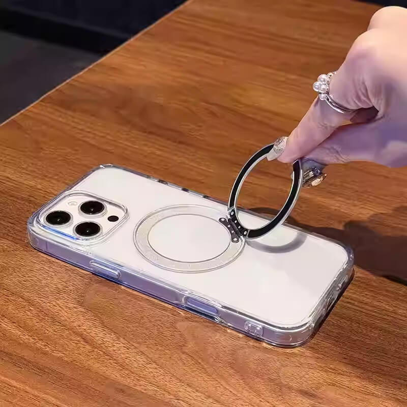 Compatible with iPhone 16 Pro 360° Rotating Magnetic Ring Stand Case