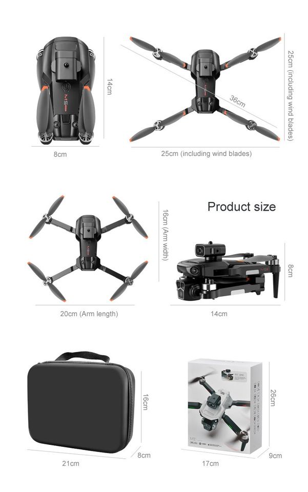 Brushless Motors Obstacle Avoidance Drone Dual Camera WiFi FPV Foldable Altitude