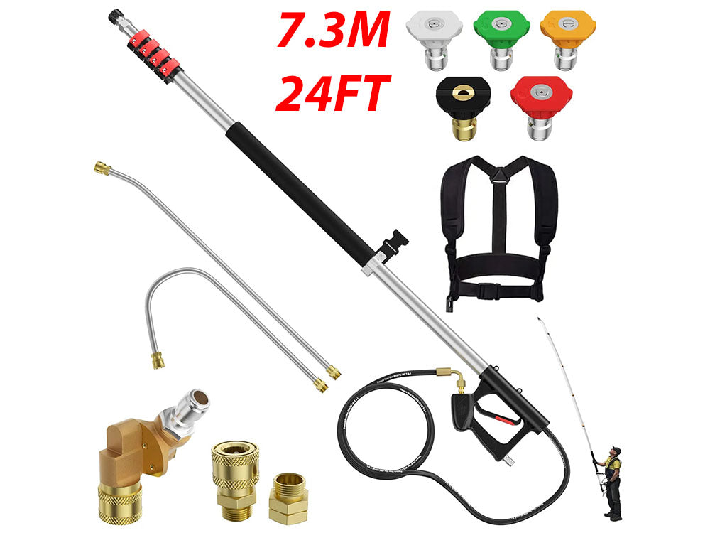 Telescoping Pressure Washer 7.3m Pole with Harness