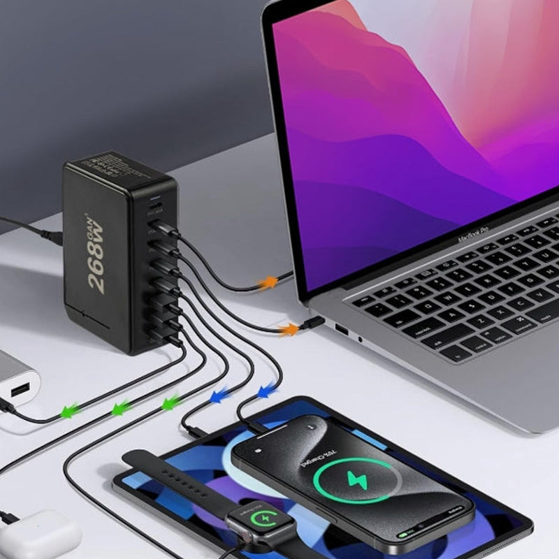 GaN PD Charger Multi-function 8-port Desktop Adapter USB Type C Fast Charger 2