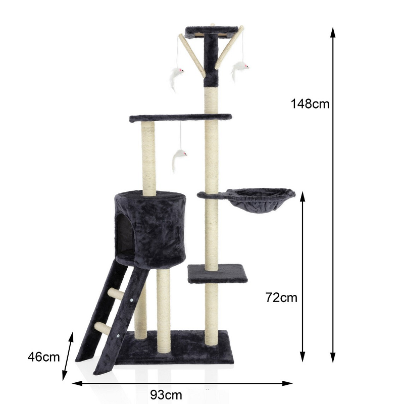 148cm Cat Tree House Scratching Post Condo - Dark GREY