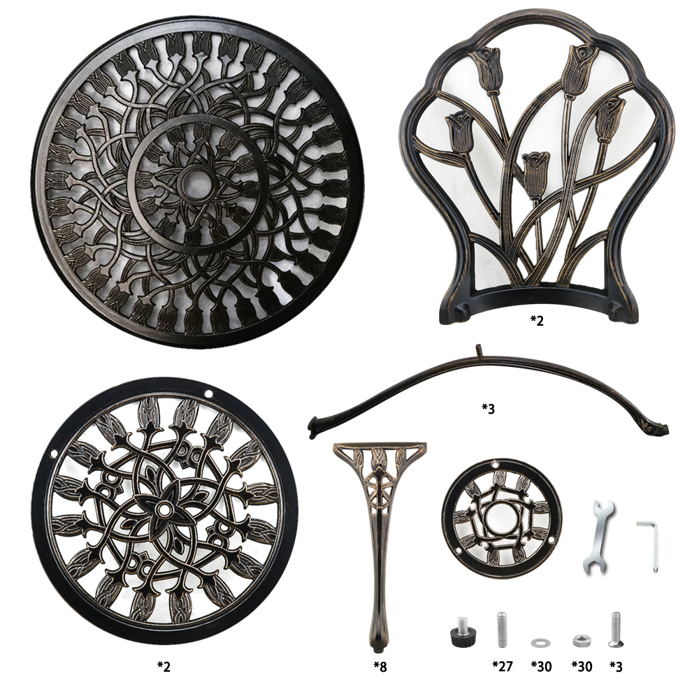 2-Seater Cast Aluminium Bistro Set Patio Furniture Sets