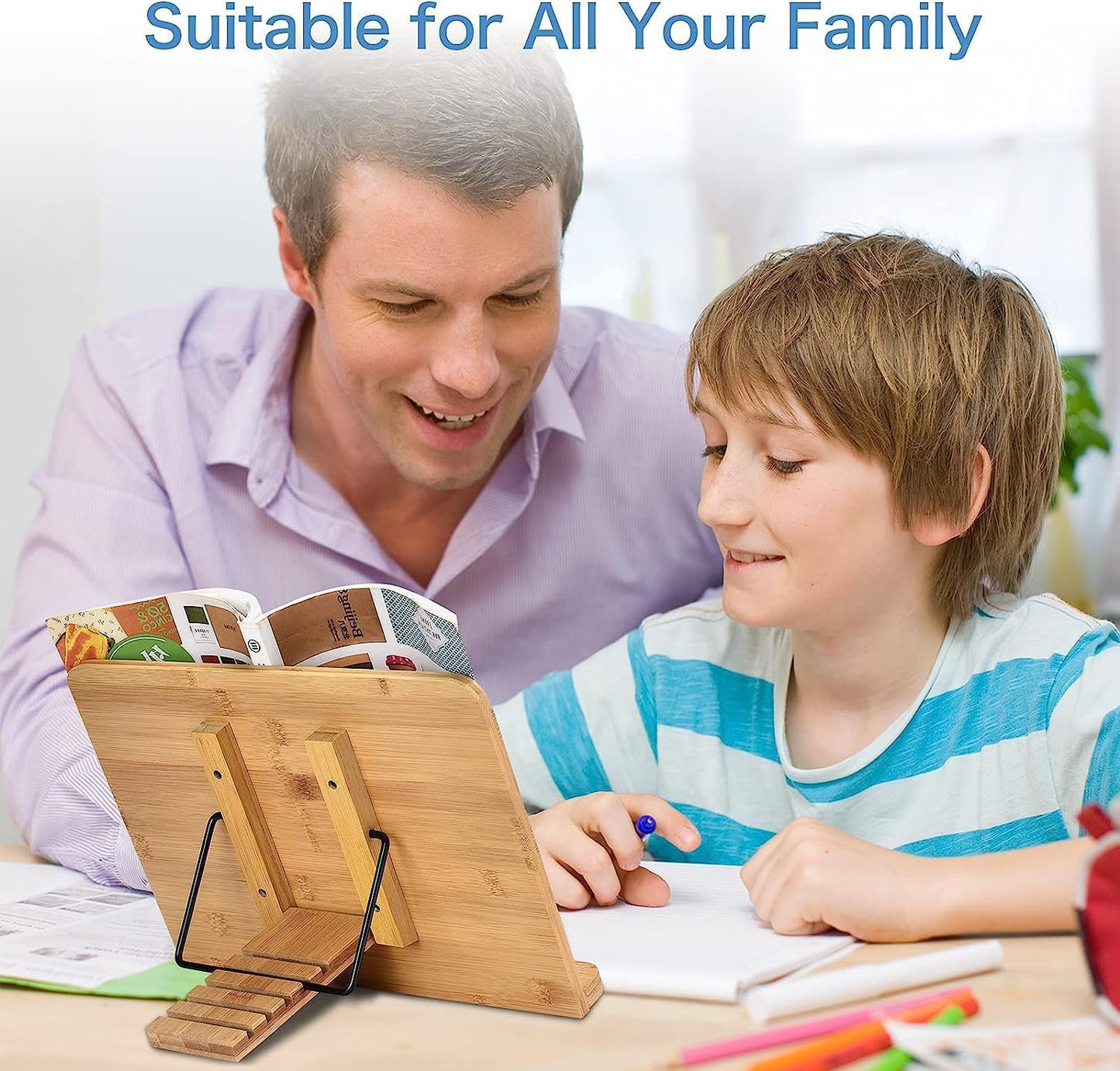 Reading Book Stand Adjustable Wooden Bible Holder Bamboo Foldable Rack Tablet