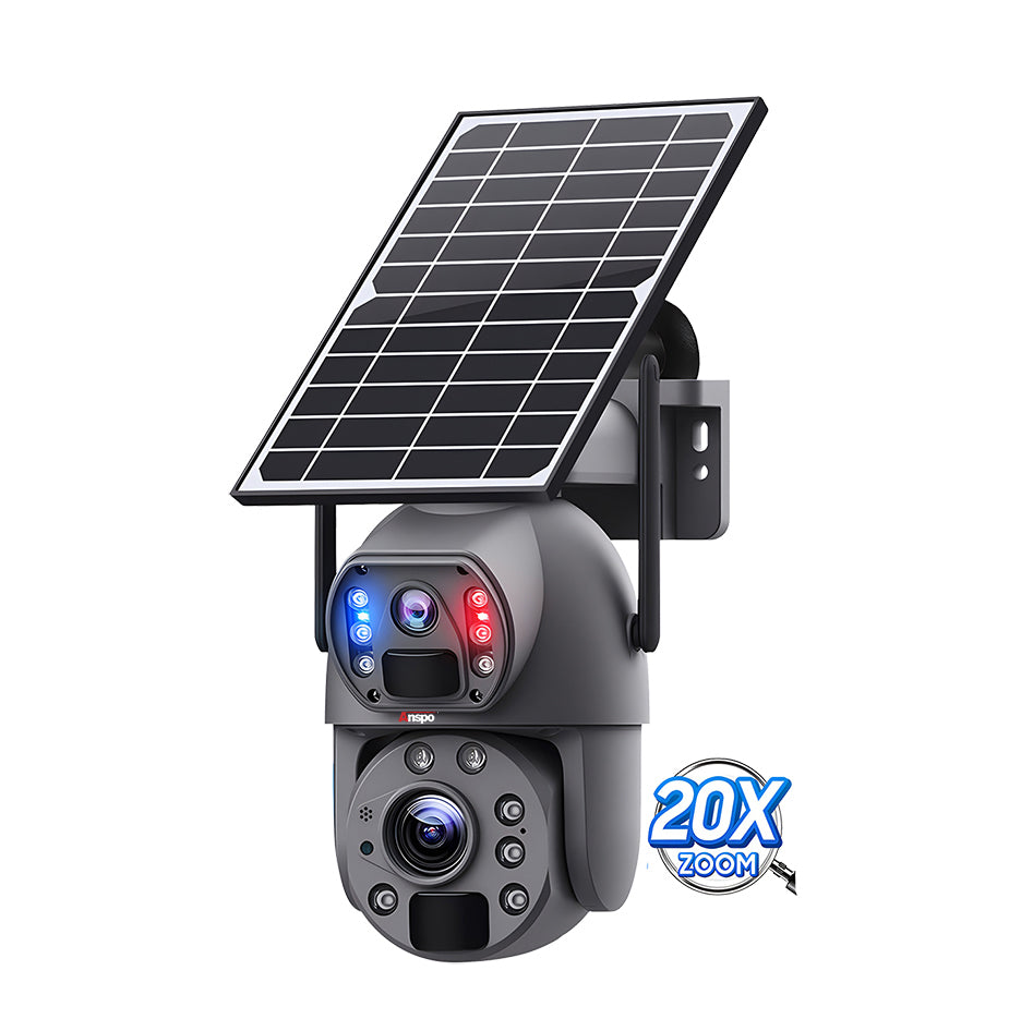 Dual camera WIFI SOLAR security camera wireless free batteries with 64GB card