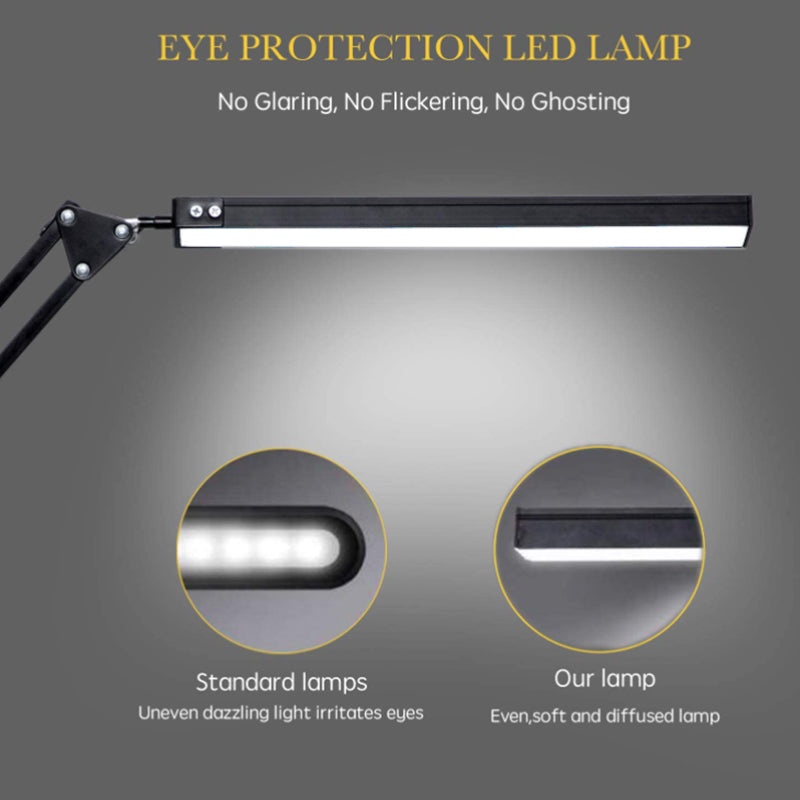 Swing Arm LED Desk Lamp with Clamp 3 Color Modes 10 Brightness Levels Black
