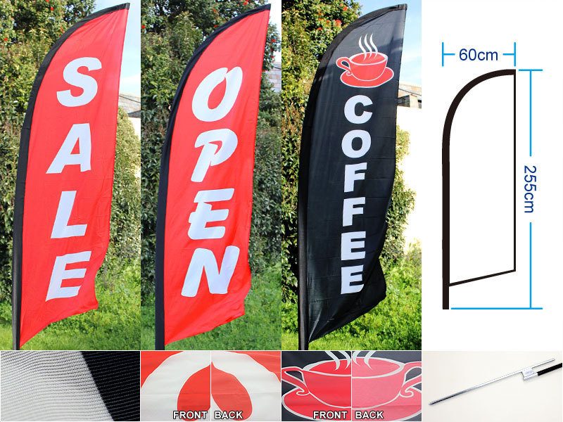 ‘OPEN’ 3.4M Doublesided Flag with Ground Drill