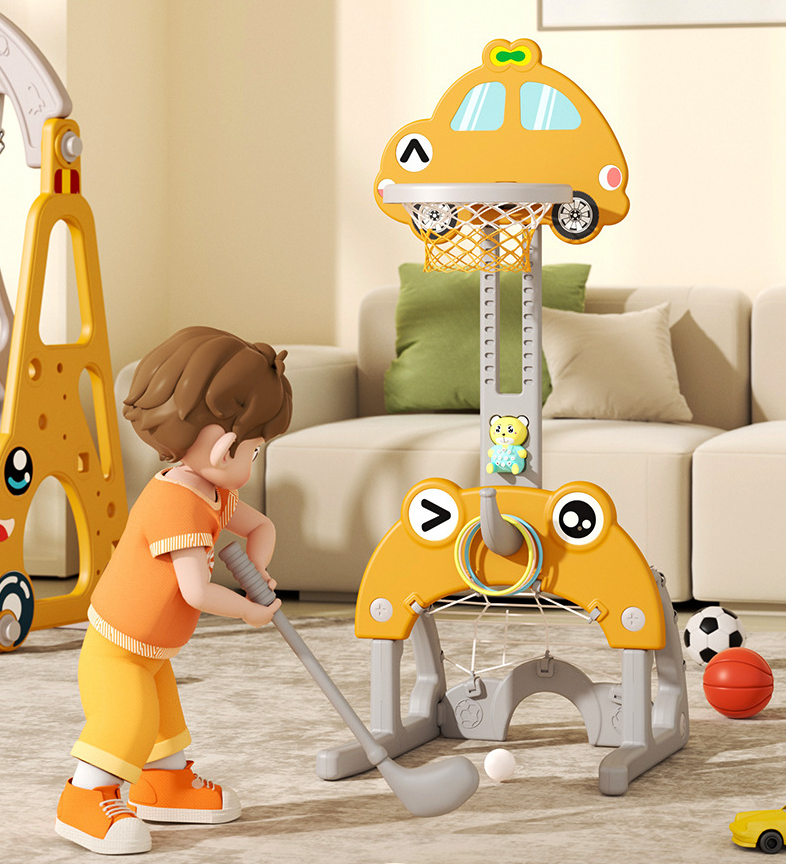 142CM Kids Basketball Hoop Stand Height Adjustable Water Base - Yellow