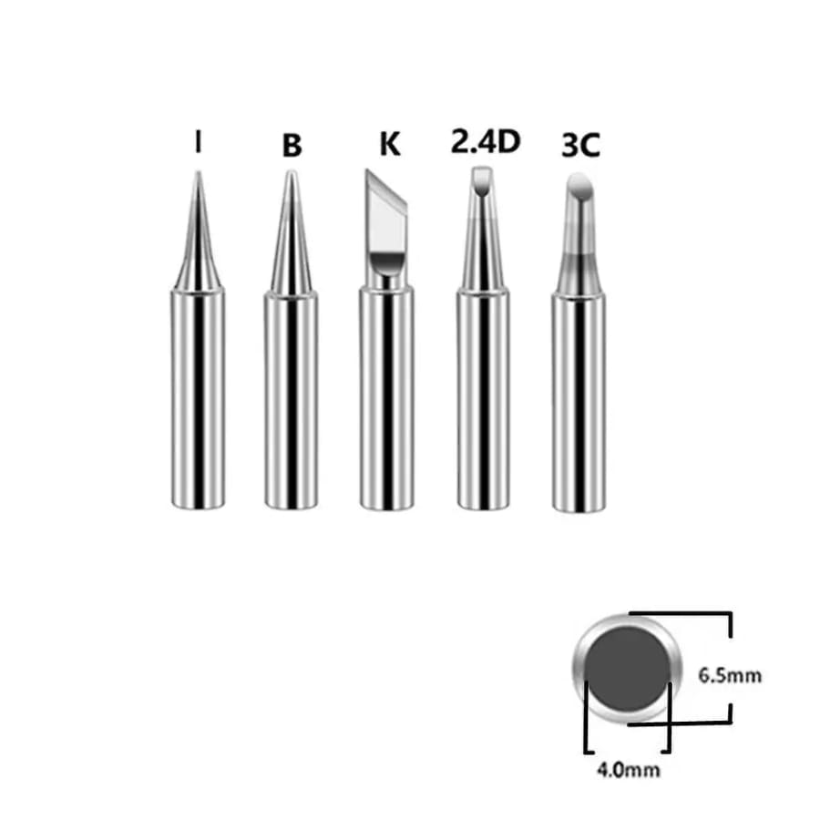 5pcs Soldering Iron Heads - 900M Tips I+B+K+2.4D+3C