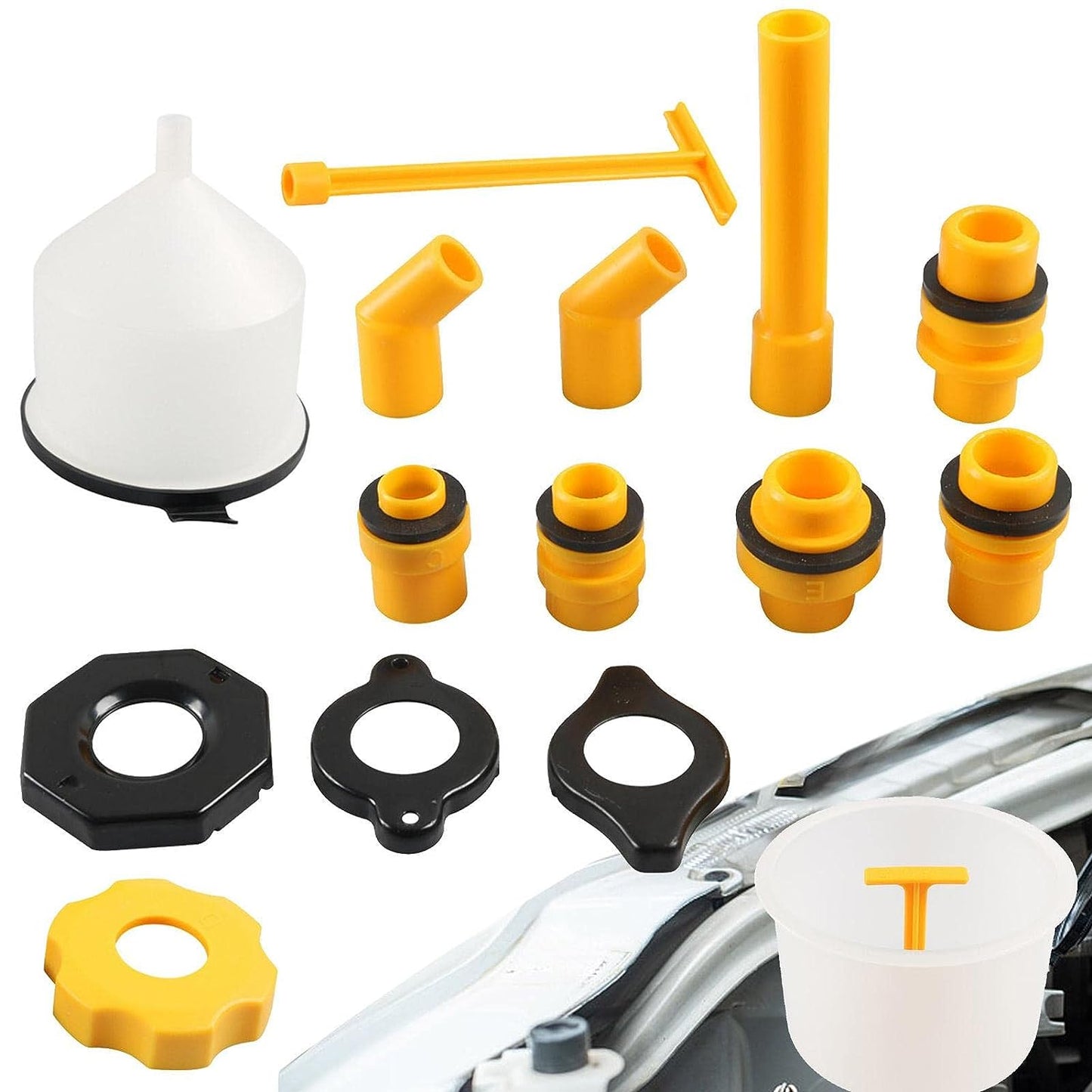 15-Pieces No Spill Coolant Filling Funnel Kit