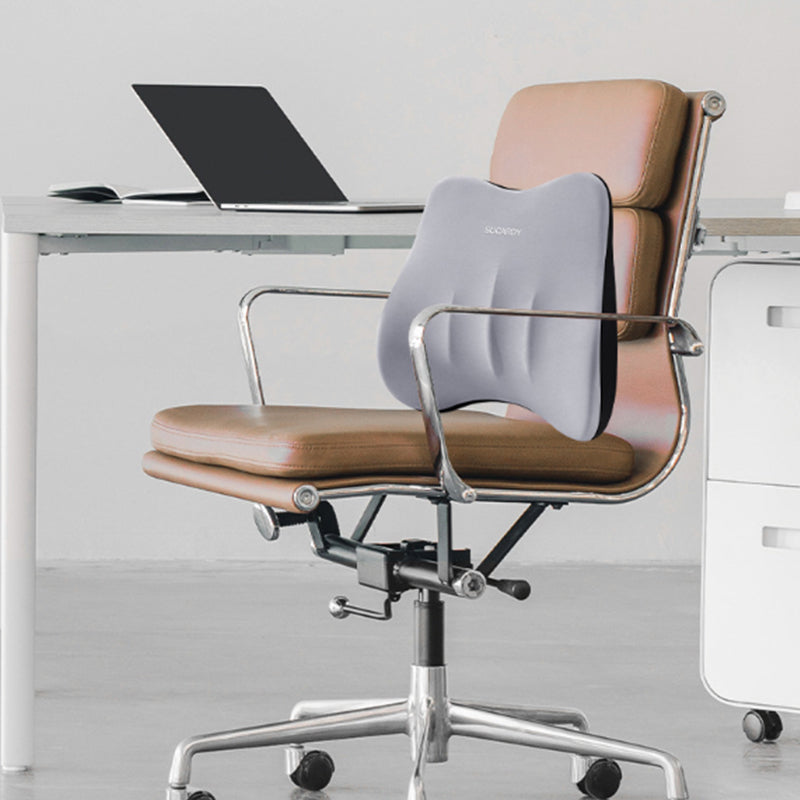 Lumbar Support Pillow and Car Headrest Neck Pillow Set Ergonomic Design Grey